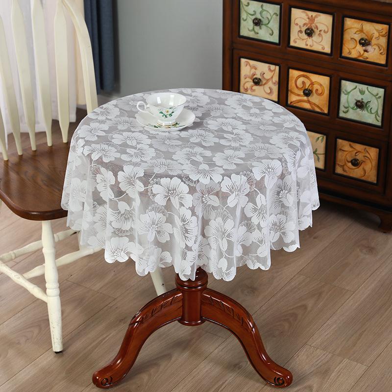Hollow Out Retro French Circular Cover Cloth White Wedding Decor Lace Table Cloth Rectangle Tablecloth for Birthday Banquet Coffee Table Cover