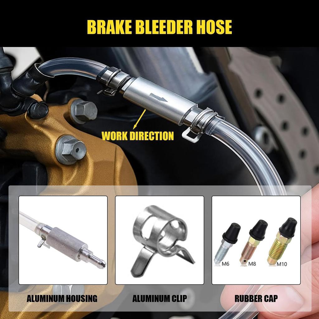 2PCS Brake Bleeder Hose,One Way Check Valve Tube Bleeding Tool Kit For Car Motorcyle Clutch For Men,2025 Upgraded Universal Brake Fluid Bleeder With