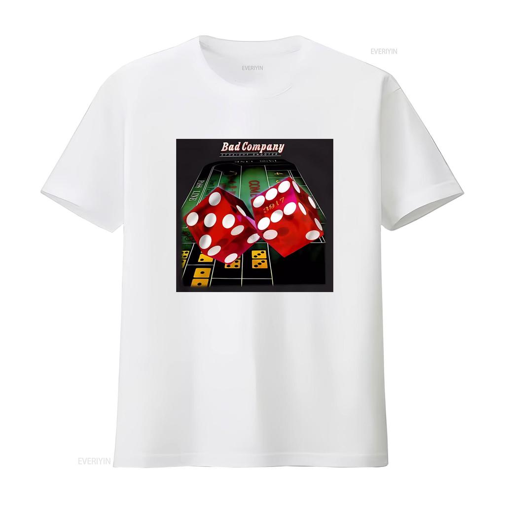 Straight Shooter Rock Group Bad Company T Shirt Paul Rodgers Mick Ralphs Retro Casino Dice Design vintage Washed Unisex homme