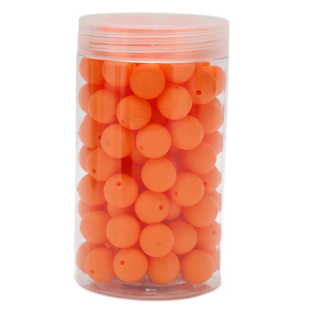 105pcs 15mm Silicone Beads Bulk Round Silicone Beads Loose Beads for Bracelet Necklace Keychain Making Orange