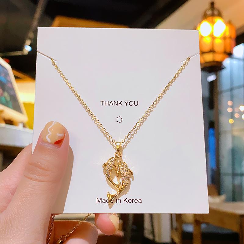 Luxury Full Zircon Red Crystal Pendant Necklace For Women Titanium Steel Girls Couple Lady Gift Fashion Jewelry