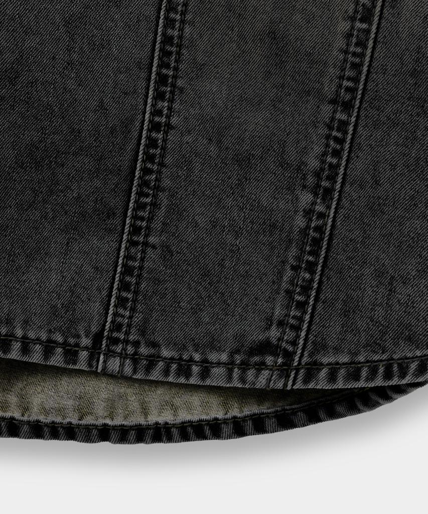 Dimiteulibeullaeg Fade-Washed Denim Trucker Half Shirt_Vintage Black