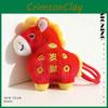 Chinese Zodiac Year Of The Horse Plush Keychain With Short Plush Material For Gift And Decoration