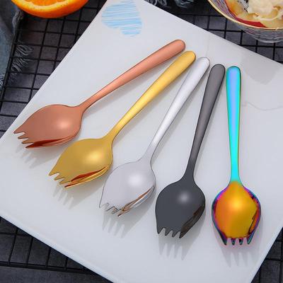 Stainless Steel Salad Spoon with Fruit Fork, Dessert Spoon - Dual Purpose