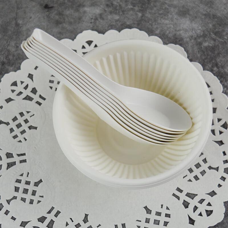 CHULV Disposable Biodegradable Soup Spoons