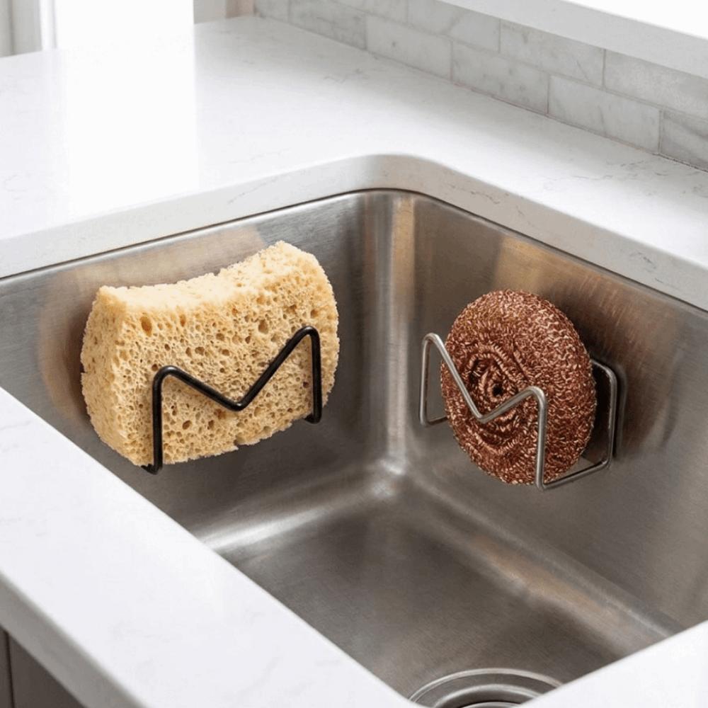 Wall Mounted Sink Sponges Holder Self Adhesive Sink Sponges Racks Practical Wall Hooks Bathroom