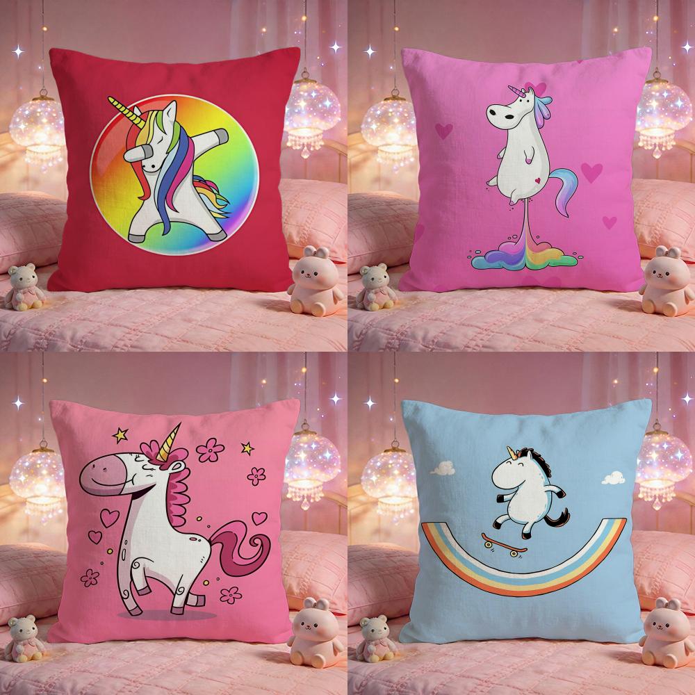 Fantasy Magical Unicorn Cushion Cover Premium Comfort Reversible Pillow Cove Two in One Design for Any Room Car Interior