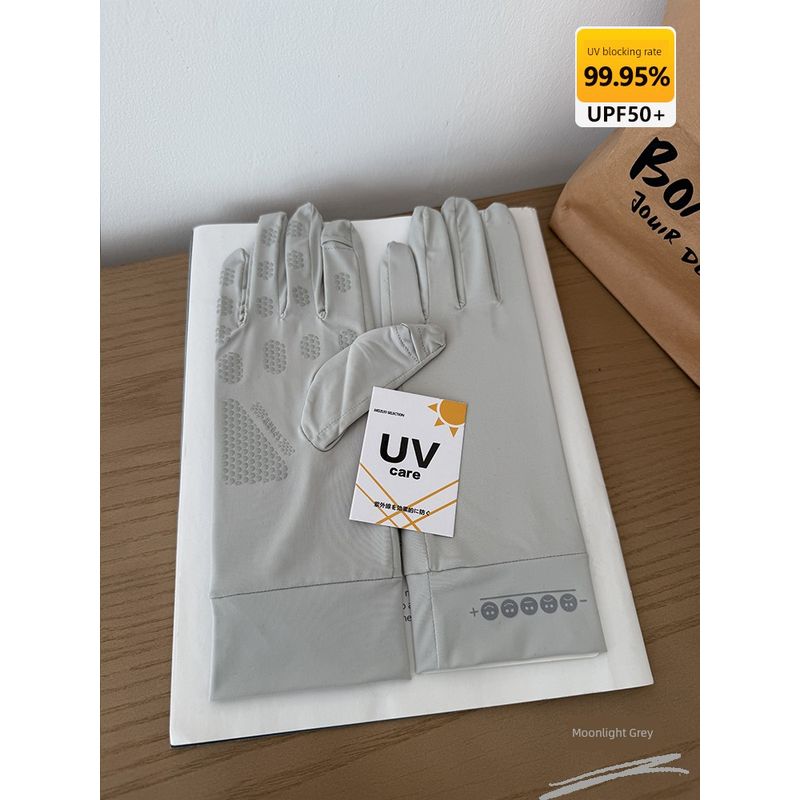 

25 New UPF50 + Ice Silk Sun Protection Gloves Women Summer UV Protection Driving Non-Slip Outdoor Lengthened Thin Riding Moonlight Grey