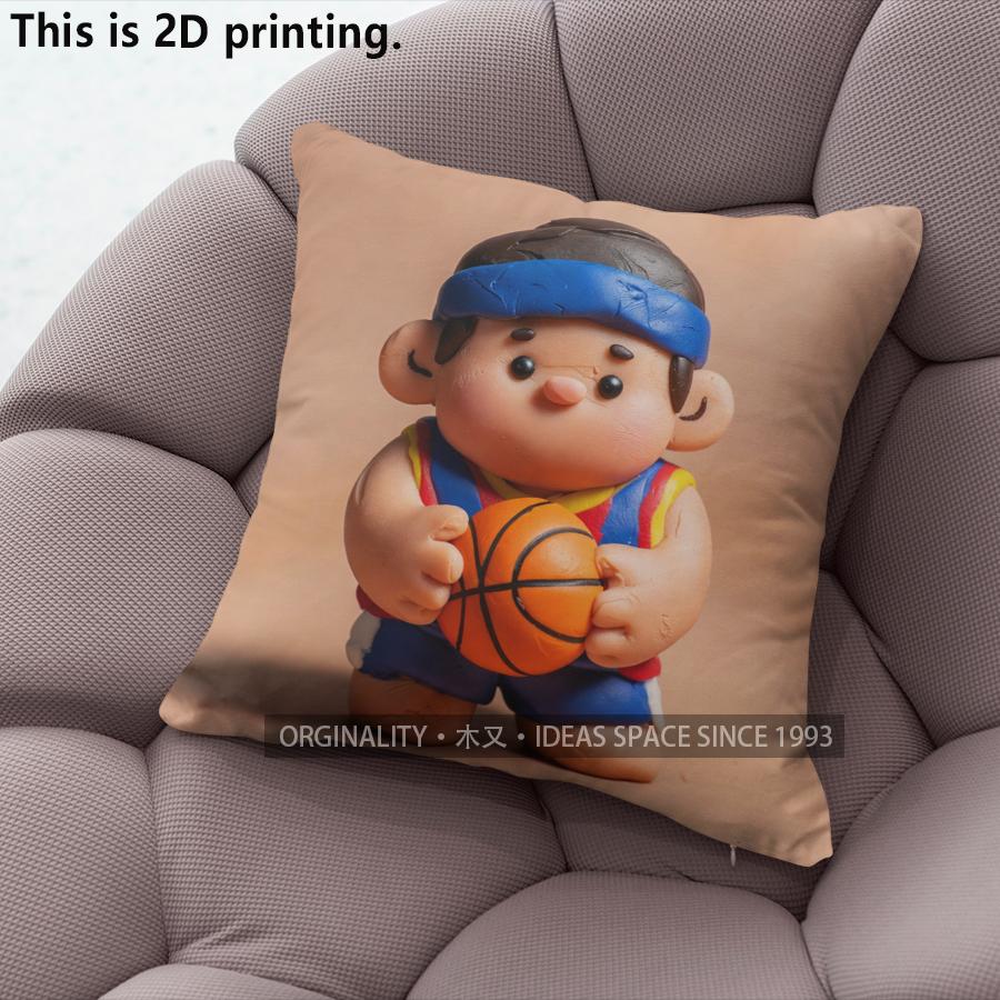 Cute Basketball Player Clay Style Throw Pillow Covers Pattern Cushion Cover Suitable for Sofa Bedroom Car Pillow Cover