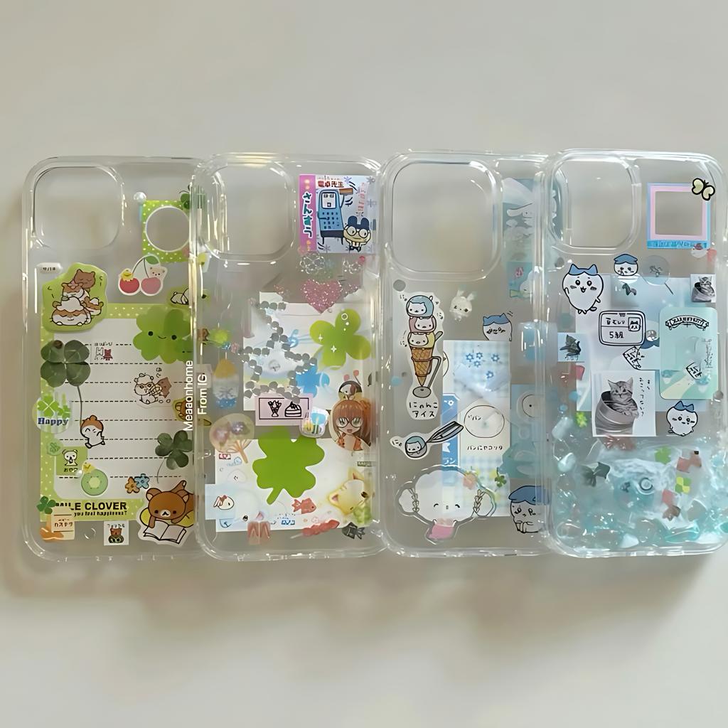 Four-Leaf Clover Bear Phone Case for iPhone 17 17e 16e 16 15 14 13 12 11 Pro Max 7 8 Plus X XR XSMax Airbag Anti Fall Clear