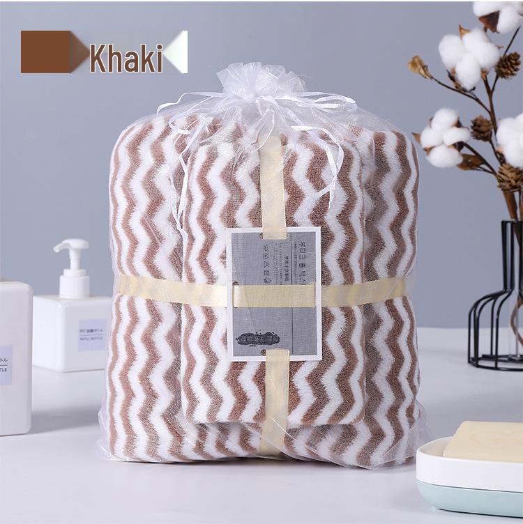 Soft Coral Fleece Striped Towel - Absorbent, Lint-Free, Skin-Friendly & Antibacterial