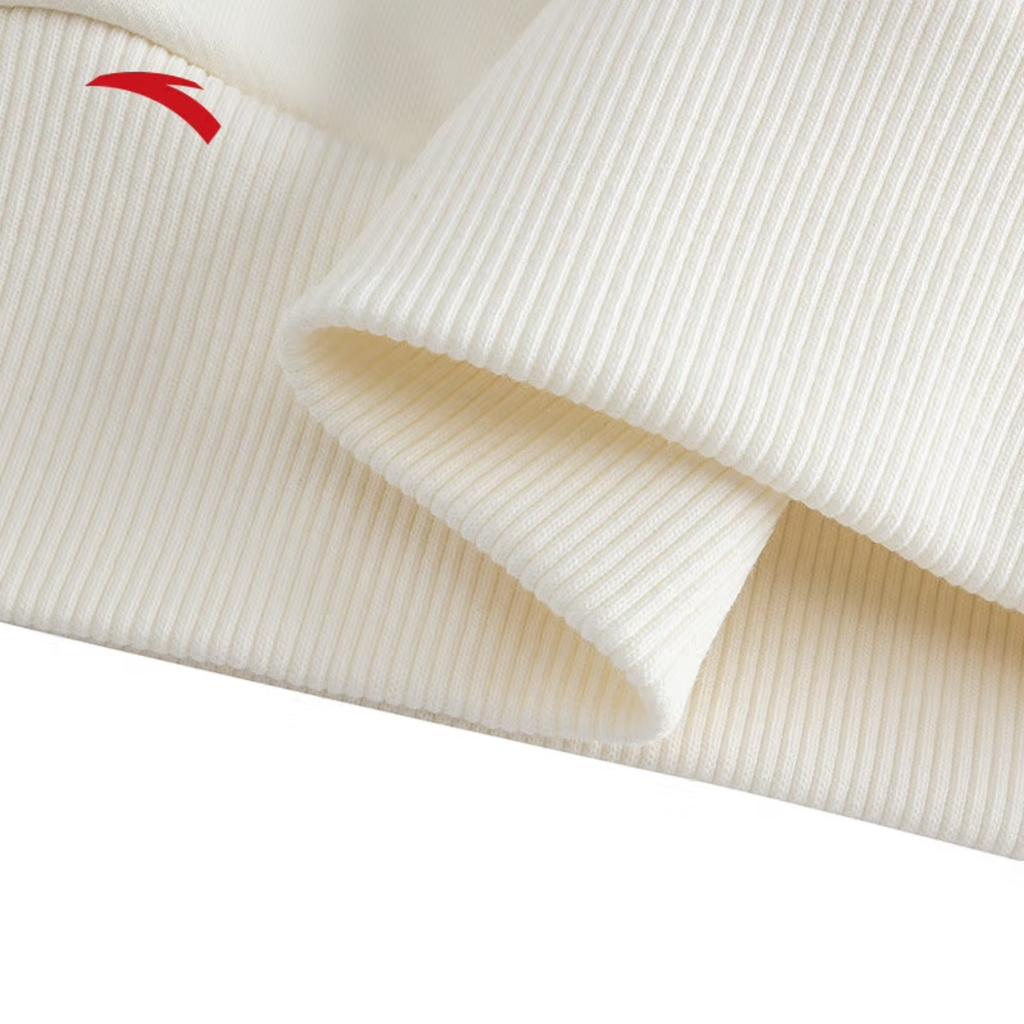 Anta Lockere Passform Warm Stehkragen Pullover Sweatshirt mit Buchstabenaufdruck Unisex Sweatshirt Elfenbein 152518722-4