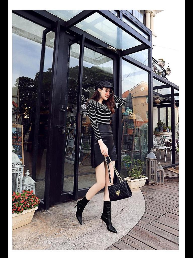 Women's European & American Style Stiletto High Heel Pointed Sexy Nightclub Slim Ankle Boots