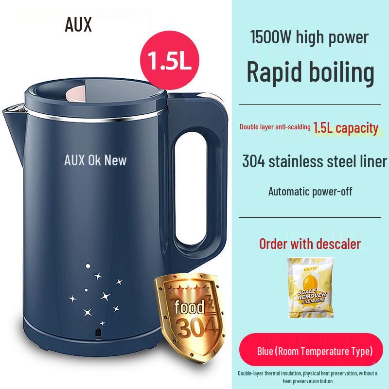 

Aux Home Thermostatic Electric Kettle - Automatic Power-Off, Keep-Warm, Stainless Steel, Dormitory Size.