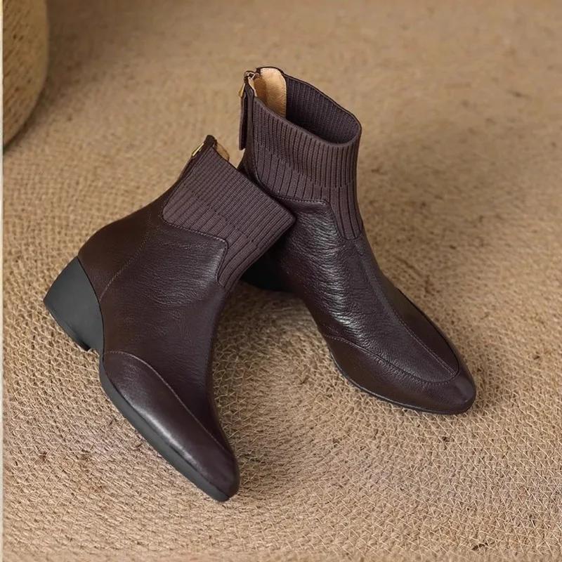 Autumn Winter New Pointed Slope Heel Women's Boots Thick Heel Anti Slip Versatile Simple Comfortable Women's Short Boots
