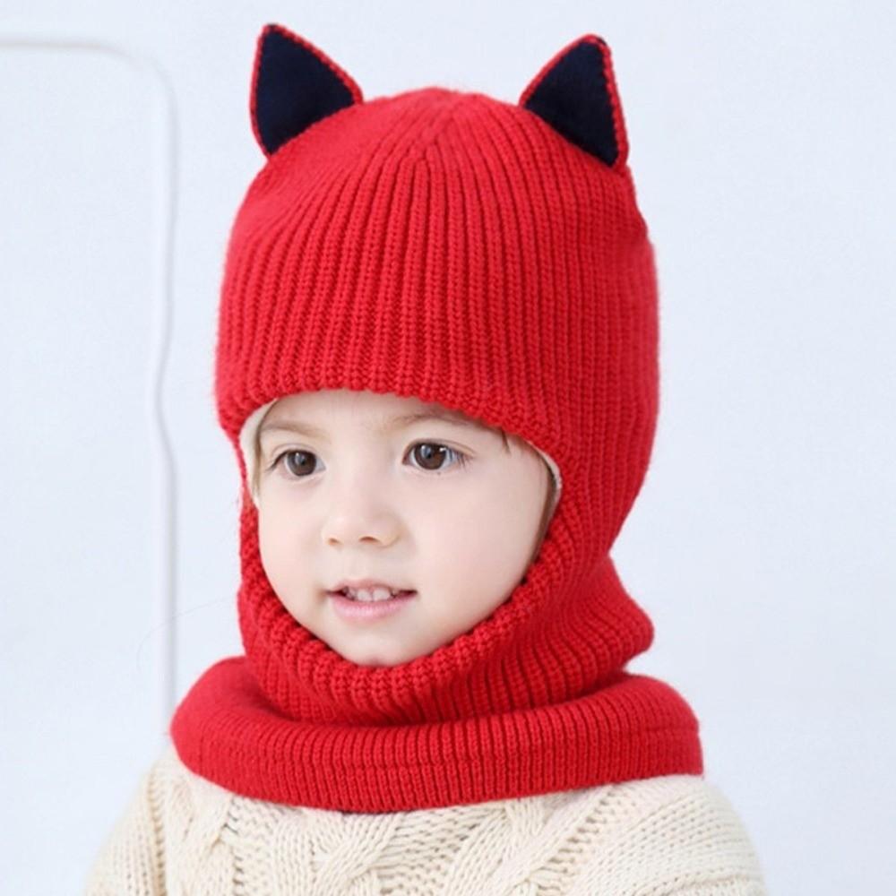 Solid Color Winter Balaclava Hats Thickened Warm Fleece Hats Knitted Baby Hats  Cold Weather