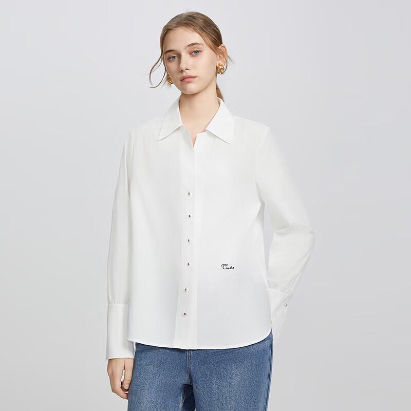 

TaTu Women s Elegant Loose Long-Sleeve Lapel Shirt S