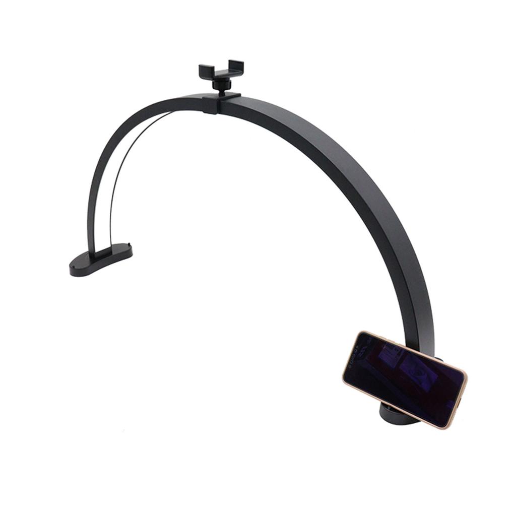 LED Desk Half Moon Light Black 3 Color Modes 10 Brightness Levels 28 Inch Professional Nail Desk Lamp with Phone Holder