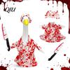 Porch Goose Clothes Halloween Outfit, Blood with Hat & Garden Costume Knife, Horror Style for Haunted House Party Favors Knife