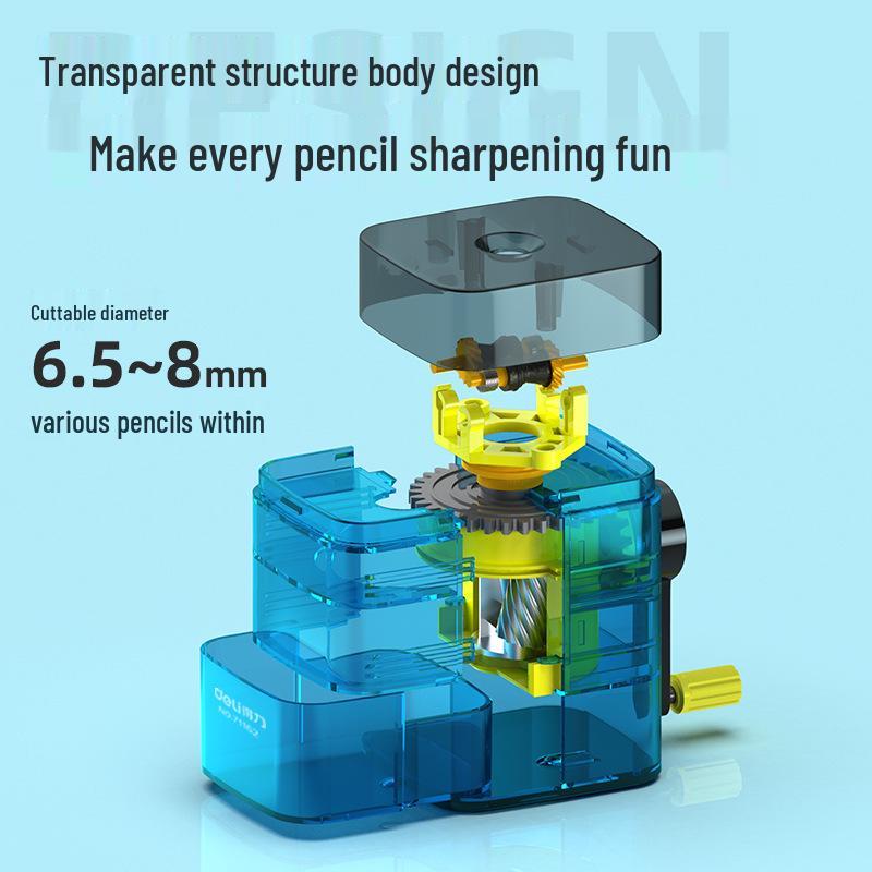 Deli 71162 Hand-Crank Pencil Sharpener - Stylish, Simple Rotary Sharpener for Students & Office Use