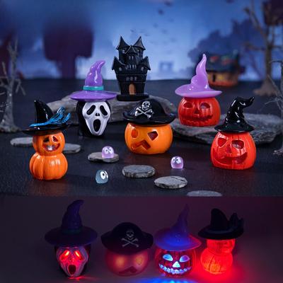 Halloween Glowing Skull Pumpkin Haunted House Micro-landscape Decorative Accessories Mini Ornaments