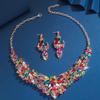 European & American Bridal Crystal Flower Necklace and Earrings Jewelry Set