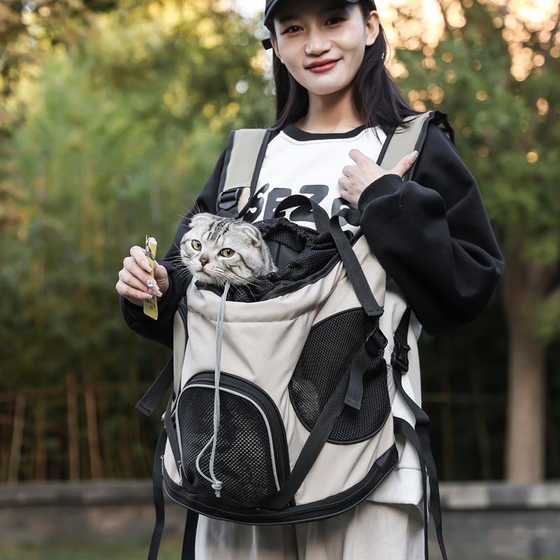 Resväska för husdjur, valp, kattunge, seleväska, frambärarkasse för katt, liten hund, andningsbar canvas, bärbar ryggsäck, axelrem