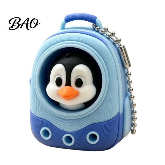 Desktop Stress Reliever Animal Backpack Clicker Fidget Toy, Dog Cat Penguin Parrot Tactile Toy Finger Clicker, Relief Handbag Decorative Accessory