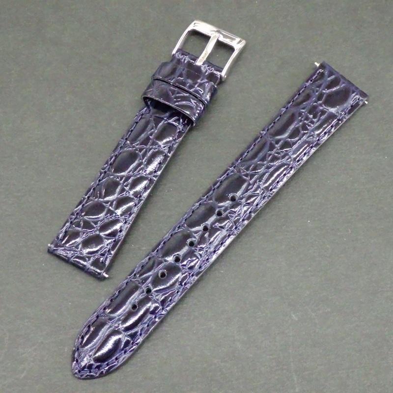 SEIKO Special Watch Leather Navy Leather with Crocodile Embossed Slim Glazed Finish Price! Strap, Band, 18mm, Blue