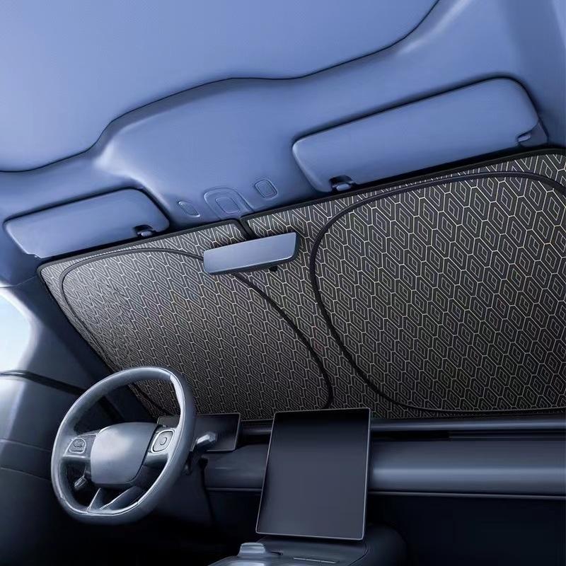 1pc Car Windshield Sun Shade Cover Premium Titanium Silver Alloy Sunshade with Laser Reflection 4-Layer Strong Protection