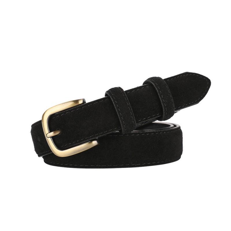 Womens Suede-Style Genuine Leather Belt With Matte Finish Minimalist Design Jeans Casual Office Wear 100 cm