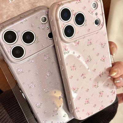 Ins Purple Pink Flower Cute Love Silicone Soft Back Cover for Iphone 15 13 14 Promax 16 17 Pro Max Cartoon Phone Case