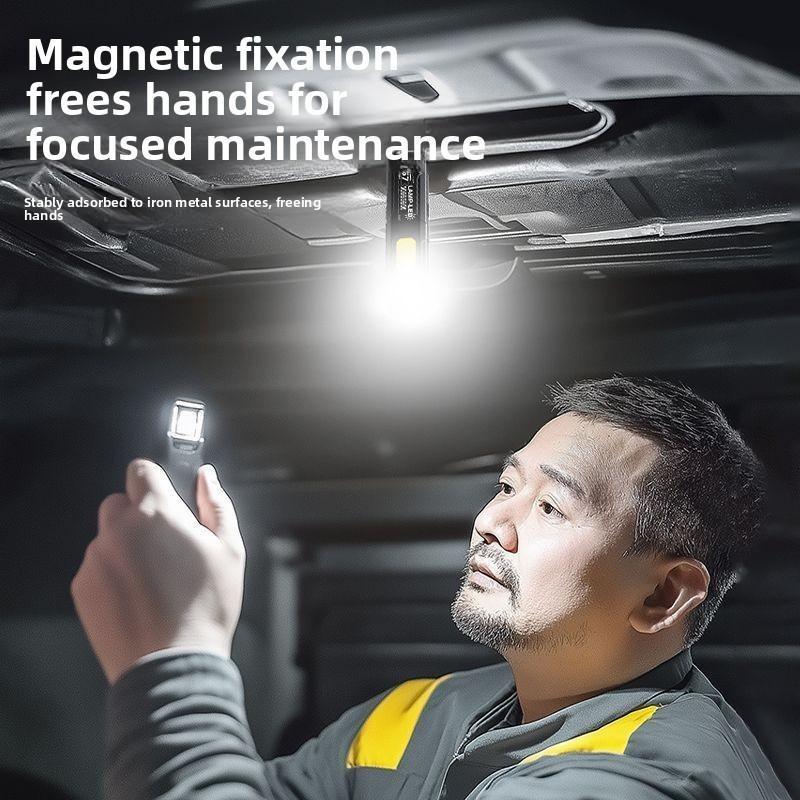 LED COB Flashlight 600LM Type-C Rechargeable Mini Portable Torch Pocket Work Light Magnetic Waterproof Lantern for Outdoor Camping Emergency