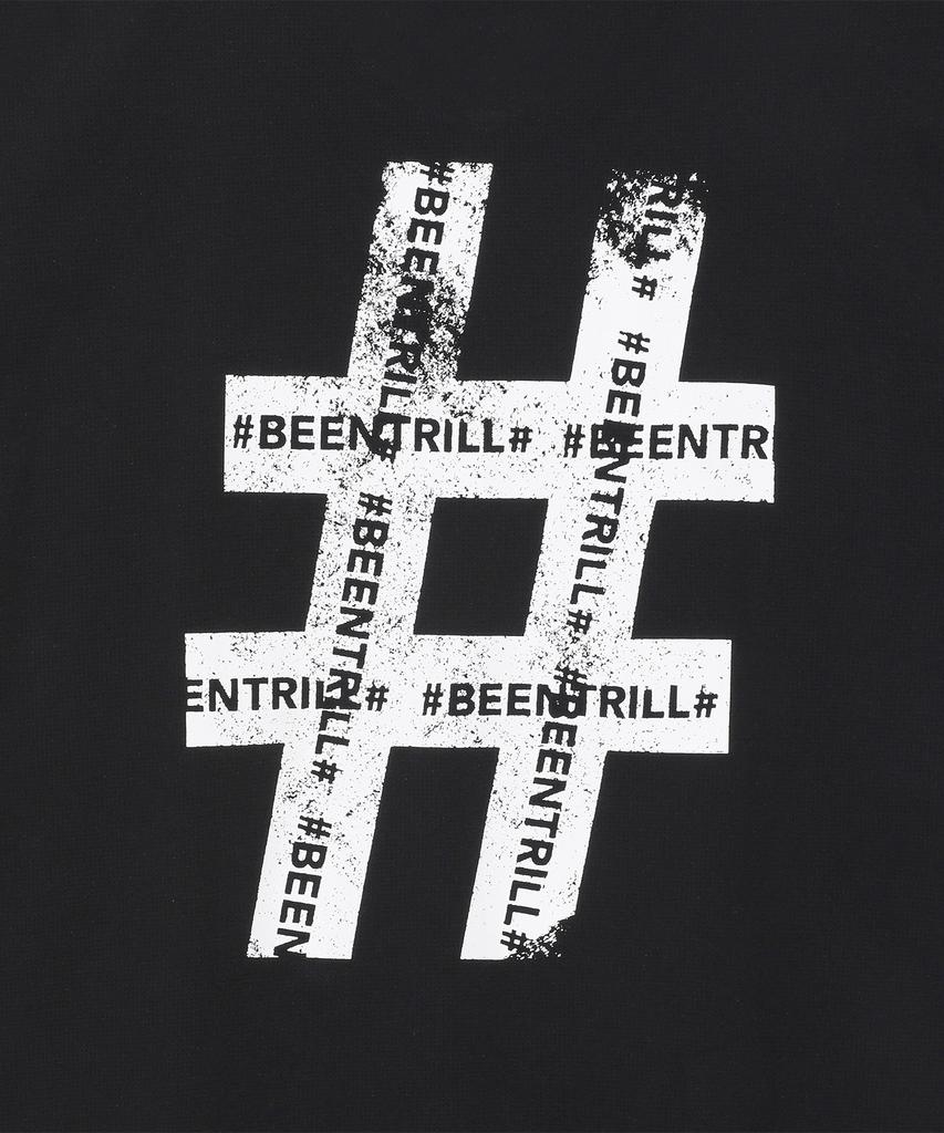 BEENTRILL Vintage Hashtag Giant Fit Mesh Short Sleeve Tee (Black)