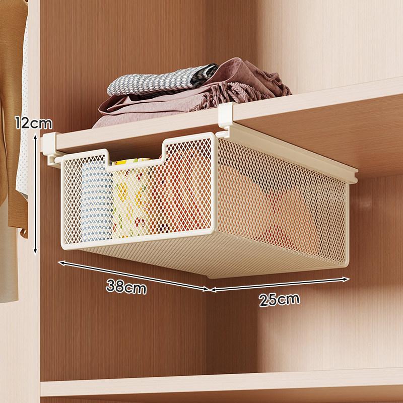 Unterregal Hängende Ausziehbare Schubladenkorb Karbonstahl Kleiderschrank Organizer Tablett für Kleidung Socken Platzsparende Aufbewahrungsschublade