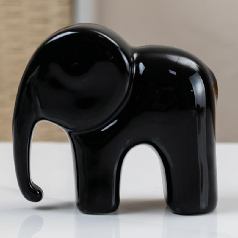 Ceramic Elephant Figurine Elephant Statues Animal Sculptures Collectibles Table Ornament for Home Office Decorations