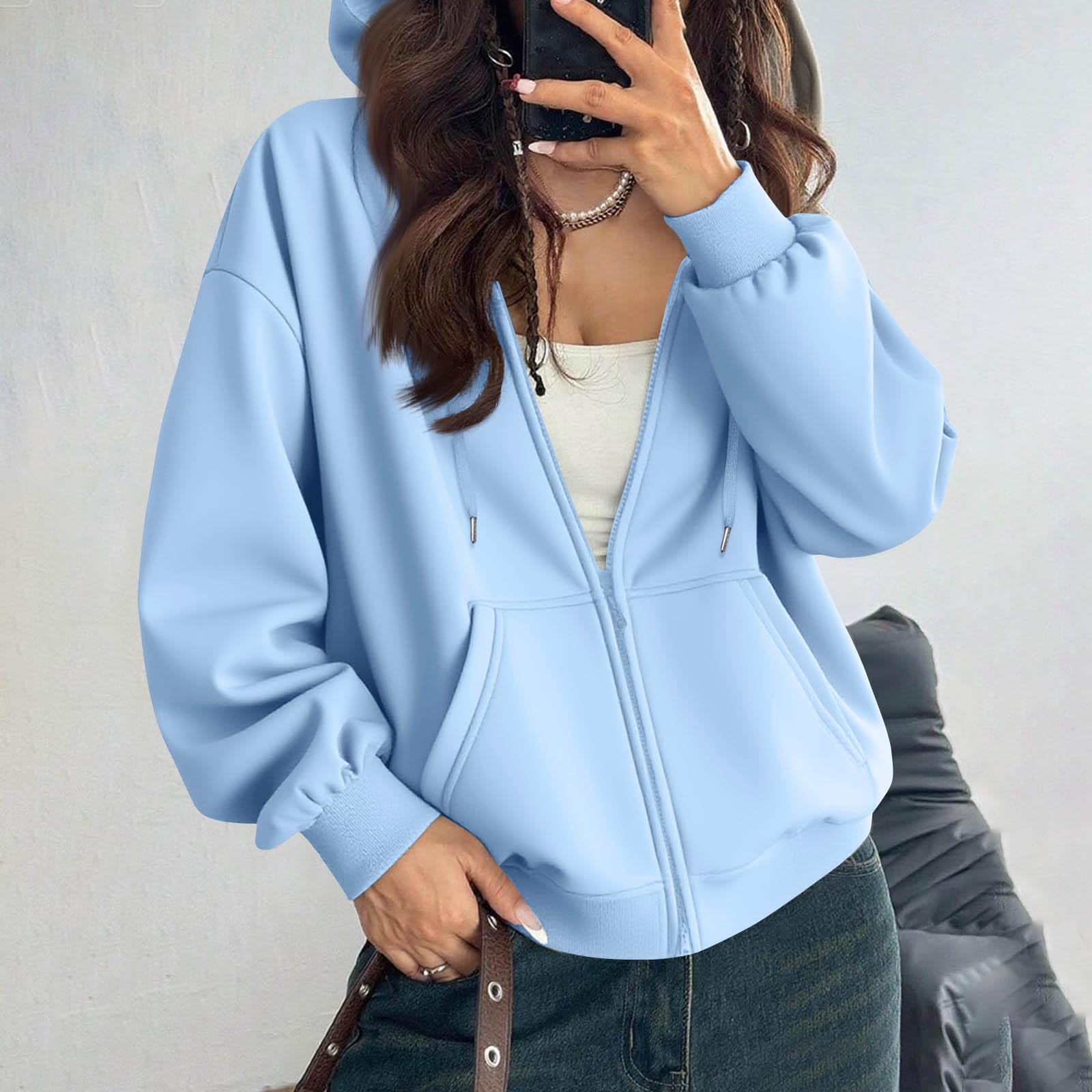 

Women s Off Shoulder Zipper Hoodie Sweatshirt Fashion Clothing Casual Jacket L