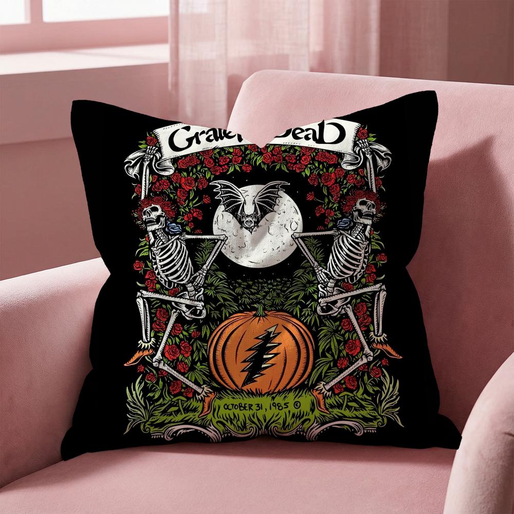 Grateful Dead Rock Band Cushion Cover Multi-Scene Pillow Cover for Home & Car - Reversible, Soft & Durable for Daily Use