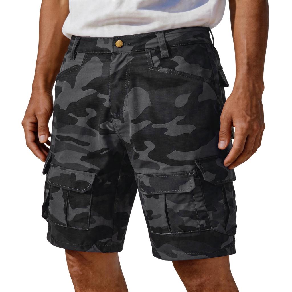 Men's Fit Camouflage Cargo Shorts with Multiple Pockets Button Closure and Durable Stitching for Outdoor Activities