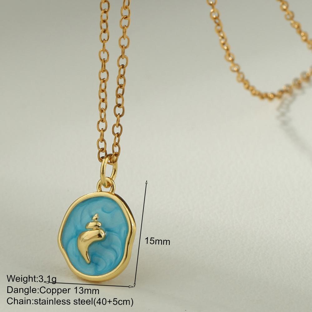 

Богемное эмалевое ожерелье с луной и звездой для женщин, милые воротники с ракушками и сердечками, длинная цепочка-чокер из нержавеющей стали, летний пляжный циркон