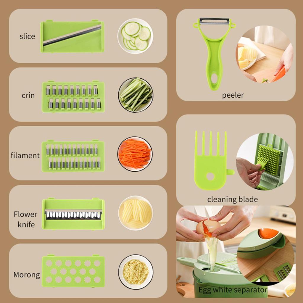 Chopper Vegetable Cutter 16-In-1 Potato Cucumber Slicer Cabbage Chopper For Fruit Potato Cabbage Salad Cheese Onion Vegetable