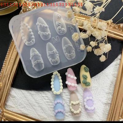 Einteiliger Creme Schleife Bär 3D Nagelform, Silikon DIY Kunst Dekoration Blume Transparent Nagelvorlage