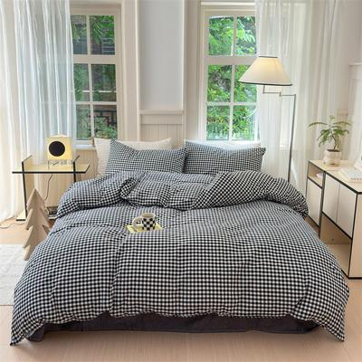 Cotton Plaid Duvet Cover 3 Pieces Simple Black And White Stripes Single Double Comforter Cover Adult Bedroom King Bedding