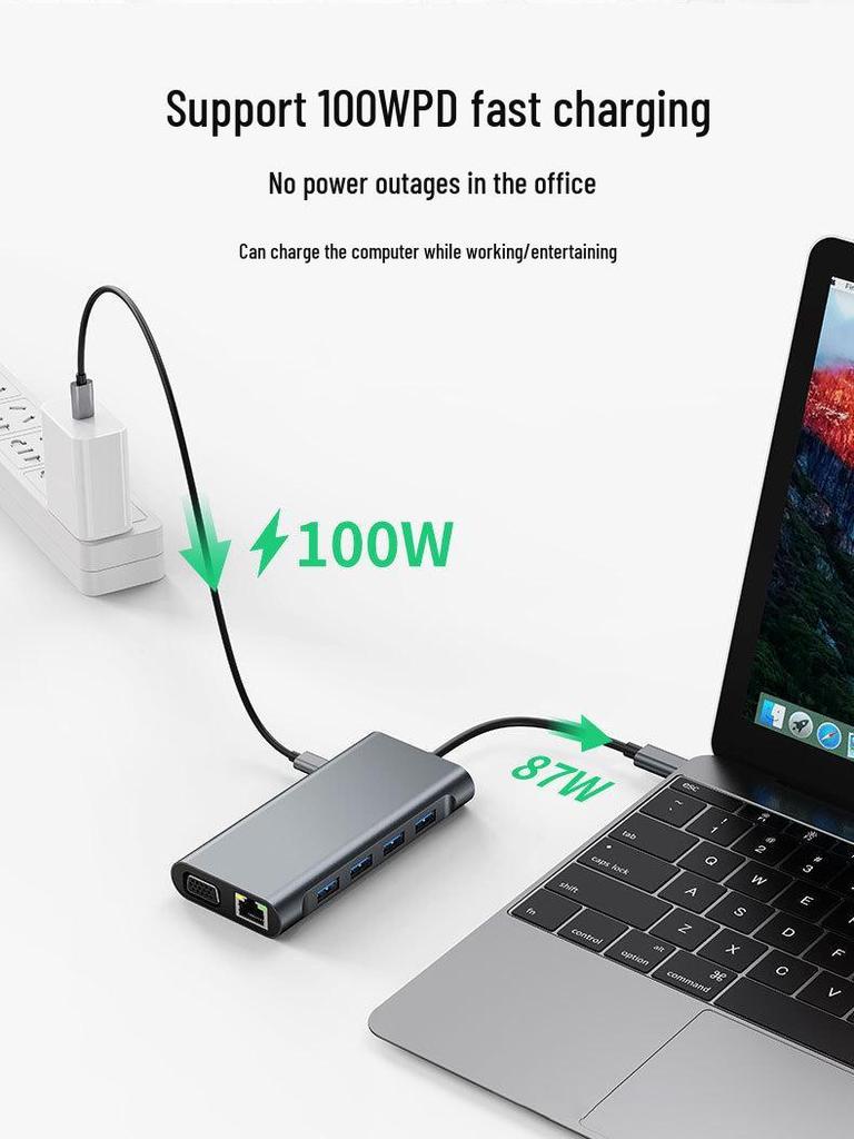 Cross-Border 11-in-1 USB 3.0 Type-C Hub with VGA Expansion