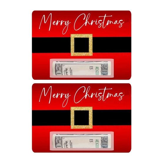 Vánoční obálka na peníze s motivem Santa Clausova pásku, sváteční přání s designem červené šerpy, sezónní přání k svátkům na dárky a peněžní dárek