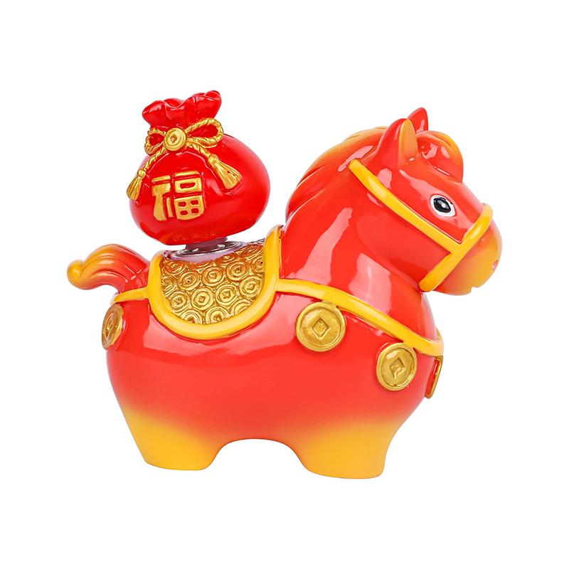 1pc Zodiac Horse Home Ornaments Rotatable Year of The Horse Resin Cartoon Horse Statue Deorations Horse Mascot DIY Craft