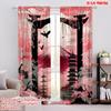2pcs,2D Plane Printing Curtain Fabric Cherry Blossom Gateway Polyester Fabric (without Rod) Holiday Ldeal for Living Room &