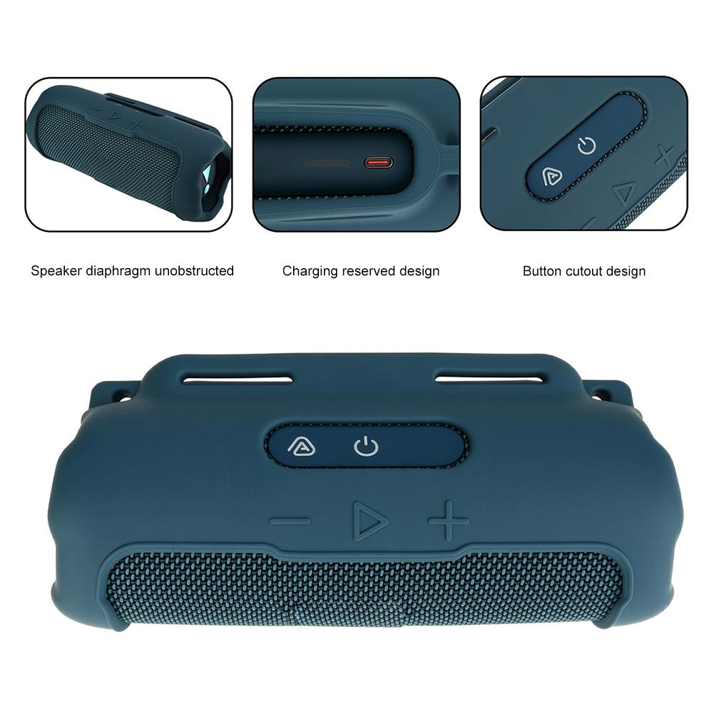 Silicone Case Portable Travel Soft Cover with Shoulder Strap Protective Sleeve Cover for JBL FLIP 7 Speaker