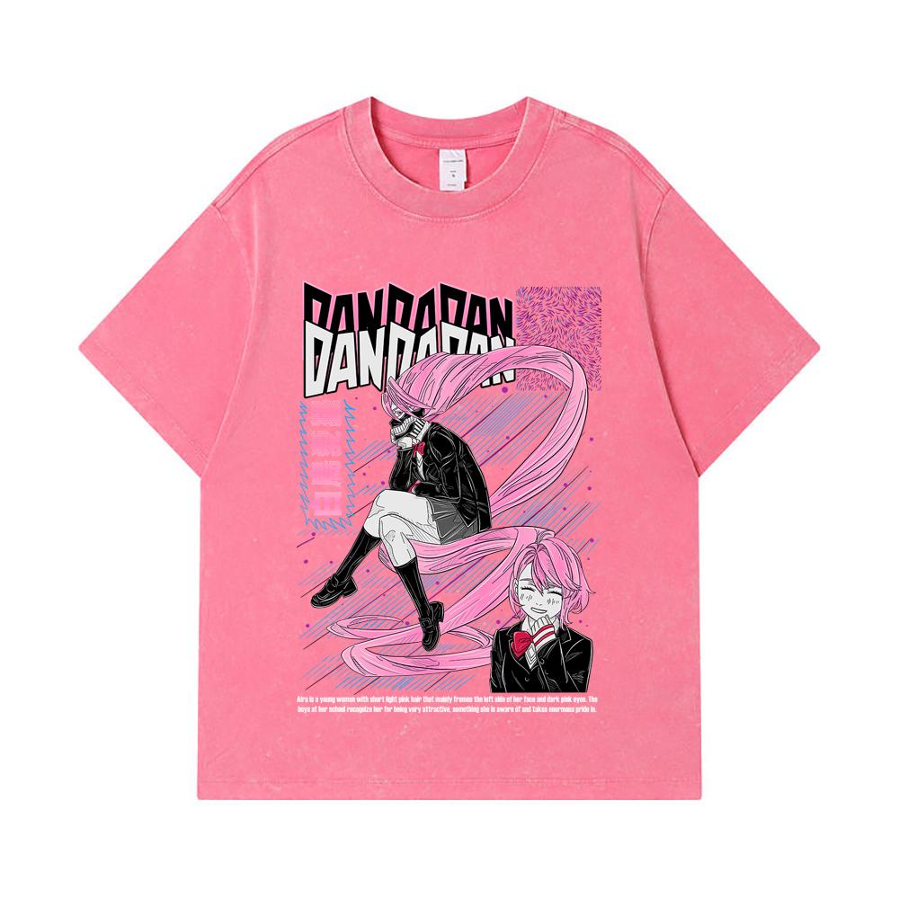 275 GSM Washed T-shirts 100% Cotton Dandadan V2 Aira Print Unisex Heavy Cotton T Shirt