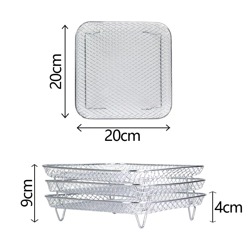 Griglia a 3 Livelli per Friggitrice ad Aria Impilabile Griglia per Grigliatura Acciaio Inossidabile Anticorrosione per Cucina di Casa Forno Vaporella Pentola Gadget